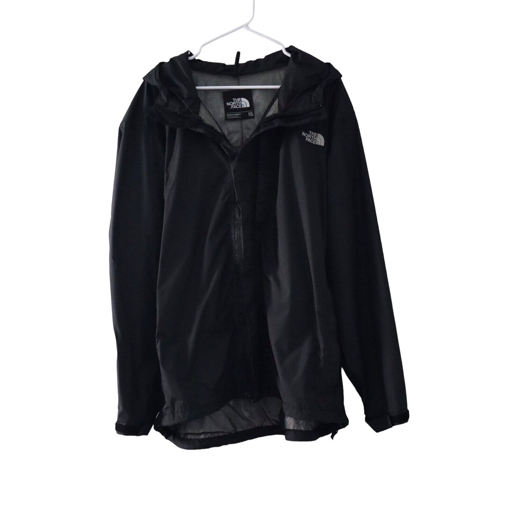 North Face Black Jacket Mens 2XL Windbreaker Hooded Ripstop Mesh Lined Black